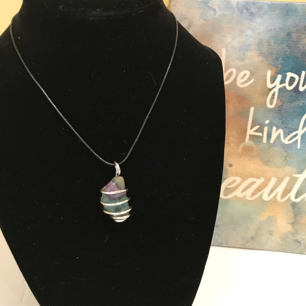 Handmade flourite wire wrap necklace choker
